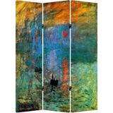 MonoStella Stellastore Claude Monet Gün Doğumu Izlenim 3 Kanatlı Oda Bölücü Çift Taraflı Kanvas Paravan - 120 x 180 cm - Renkli