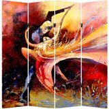 MonoStella Stellastore Dans Eden Çift 4 Kanatlı Oda Bölücü Çift Taraflı Kanvas Paravan - 160 x 180 cm - Renkli