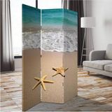 MonoStella Stellastore Denizyıldızı 3 Kanatlı Oda Bölücü Çift Taraflı Kanvas Paravan - 120 x 180 cm - Renkli