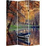 MonoStella Stellastore Gölde Kayık 3 Kanatlı Oda Bölücü Çift Taraflı Kanvas Paravan - 120 x 180 cm - Renkli