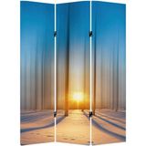 MonoStella Stellastore Günbatımı Orman 3 Kanatlı Oda Bölücü Çift Taraflı Kanvas Paravan - 120 x 180 cm - Renkli
