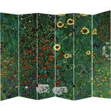 MonoStella Stellastore Gustav Klimt Çiftlik Bahçe Ayçiçeği 6kanatlı Oda Bölücü Çift Taraflı Kanvas Paravan - 240 x 180 cm - Renkli