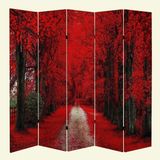 MonoStella Stellastore Kırmızı Orman 5 Kanatlı Oda Bölücü Çift Taraflı Kanvas Paravan - 200 x 180 cm - Renkli
