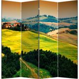 MonoStella Stellastore Manzara 4 Kanatlı Oda Bölücü Çift Taraflı Kanvas Paravan - 160 x 180 cm - Renkli
