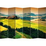 MonoStella Stellastore Manzara 6 Kanatlı Oda Bölücü Çift Taraflı Kanvas Paravan - 240 x 180 cm - Renkli