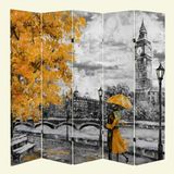 MonoStella Stellastore Romantik Dekorotif 5 Kanatlı Oda Bölücü Çift Taraflı Kanvas Paravan - 200 x 180 cm - Renkli