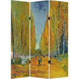 MonoStella Stellastore Vincent Van Gogh Lalle Des Alyscamps 3 Kanatlı Oda Bölücü Çift Taraflı Kanvas Paravan - 120 x 180 cm - Renkli