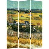 MonoStella Stellastore Vincent Van Gogh The Harvest 3 Kanatlı Oda Bölücü Çift Taraflı Kanvas Paravan - 120 x 180 cm - Renkli