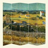 MonoStella Stellastore Vincent Van Gogh The Harvest 5 Kanatlı Oda Bölücü Çift Taraflı Kanvas Paravan - 200 x 180 cm - Renkli