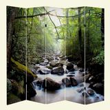 MonoStella Stellastore Yeşil Doğa Manzara 5 Kanatlı Oda Bölücü Çift Taraflı Kanvas Paravan - 200 x 180 cm - Renkli