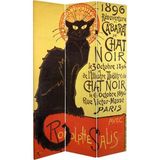 MonoStella Theophile Steinlen Siyah Kedi 3 Kanatlı Oda Bölücü Çift Taraflı Kanvas Paravan - 120 x 180 cm - Renkli