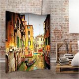 MonoStella Venedik Gondolları 4 Kanatlı Oda Bölücü Çift Taraflı Kanvas Paravan - 160 x 180 cm - Renkli