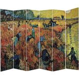 MonoStella Vincent Van Gogh Red Vineyards 6 Kanatlı Oda Bölücü Çift Taraflı Kanvas Paravan - 240 x 180 cm - Renkli