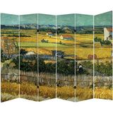 MonoStella Vincent Van Gogh The Harvest 6 Kanatlı Oda Bölücü Çift Taraflı Kanvas Paravan - 240 x 180 cm - Renkli