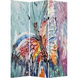 MonoStella Yağlı Boya Görünümlü Kelebekli 3 Kanatlı Oda Bölücü Çift Taraflı Kanvas Paravan - 120 x 180 cm - Renkli