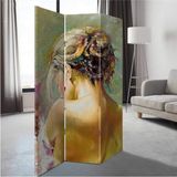 MonoStella Yağlı Boya Portre 3 Kanatlı Oda Bölücü Çift Taraflı Kanvas Paravan - 120 x 180 cm - Renkli