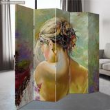 MonoStella Yağlı Boya Portre 5 Kanatlı Oda Bölücü Çift Taraflı Kanvas Paravan - 200 x 180 cm - Renkli