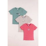 Monox 5-12 Yaş Kız Çocuk 3\'lü Nakışlı Fitilli Tshirt Likralı Esnek Yazlık Body Set - Bej - 5 - 6 Yaş