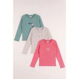 Monox 5-12 Yaş Kız Çocuk Fitilli Nakışlı 3’lü Sweatshirt Takım - Taş - Yeşil - 9 - 10 Yaş