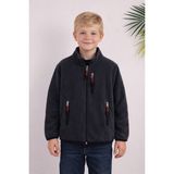 Monox Çocuk Lastik Manşetli Fermuarlı 3 Cepli Unisex Polar Ceket, Füme, 9-10 Yaş