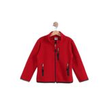 Monox Çocuk Lastik Manşetli Fermuarlı 3 Cepli Unisex Polar Ceket, Kırmızı, 13-14 Yaş