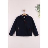 Monox Çocuk Lastik Manşetli Fermuarlı 3 Cepli Unisex Polar Ceket, Lacivert, 9-10 Yaş
