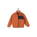 Monox Çocuk Lastik Manşetli Fermuarlı Unisex Kuzu Wellsoft Peluş Ceket, Kiremit, 5 Yaş