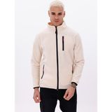 Monox Erkek Biyeli Fermuarlı Spor Polar Ceket - Bej