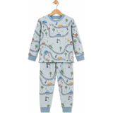 Monox Erkek Çocuk Mevsimlik Pamuk Araba Pijama Takımı - Mavi - 6 Yaş