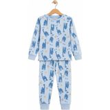 Monox Erkek Çocuk Mevsimlik Pamuk Dinazor Pijama Takımı - Mavi - 1 Yaş
