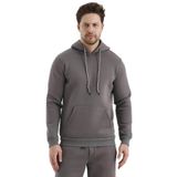 Monox Erkek Kapşonlu 3 İplik Sweatshirt Füme M