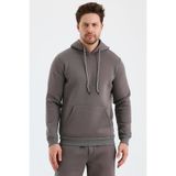 Monox Erkek Kapşonlu 3 İplik Sweatshirt Füme S