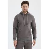 Monox Erkek Kapşonlu 3 İplik Sweatshirt Füme