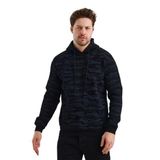 Monox Erkek Kapşonlu Kamuflaj Baskılı 3 İplik Sweatshirt Siyah S