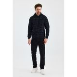 Monox Erkek Kapşonlu Kamuflaj Baskılı 3 İplik Sweatshirt Siyah