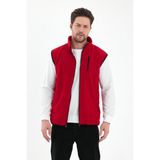 Monox Erkek Tam Fermuarlı Spor Polar Yelek Kırmızı