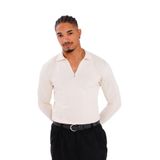 Monox Erkek Yarım Fermuarlı Polo Yaka Triko Kazak - Bej - 2XL