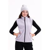 Monox Kadın Slim Fit Tam Fermuarlı Polar Yelek, Gri, S