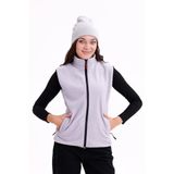 Monox Kadın Slim Fit Tam Fermuarlı Polar Yelek, Gri, XL