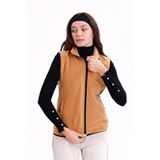 Monox Kadın Slim Fit Tam Fermuarlı Polar Yelek, Kahve, S