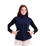 Monox Kadın Slim Fit Tam Fermuarlı Polar Yelek, Lacivert, S