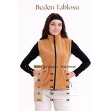 Monox Kadın Slim Fit Tam Fermuarlı Polar Yelek, Pembe, L