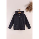Monox Lastik Manşetli Fermuarlı Kapüşonlu Çocuk Unisex Polar Ceket - 7 - 8 Yaş - Füme