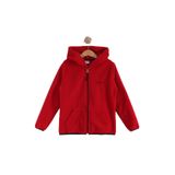 Monox Lastik Manşetli Fermuarlı Kapüşonlu Çocuk Unisex Polar Ceket - 7 - 8 Yaş - Kırmızı