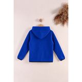 Monox Lastik Manşetli Fermuarlı Kapüşonlu Çocuk Unisex Polar Ceket - 7 - 8 Yaş - Saks