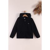 Monox Lastik Manşetli Fermuarlı Kapüşonlu Çocuk Unisex Polar Ceket - 7 - 8 Yaş - Siyah
