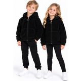 Monox Unisex Çocuk Kapüşonlu Peluş Ceket - 7 Yaş - Siyah