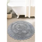 Monre Gri Çap %100 Pamuklu 100x100 Cm Banyo Paspas Seti Renkli