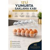 Monrize Concept 12'li Yumurta Saklama Kabı | BPA Free Kapaklı Buzdolabı ve Dondurucu Düzenleyici