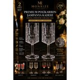 Monrize Concept 2'li Premium 200 ml Kırılmaz Polikarbon Şampanya Kadehi | Kristal Cam Görünümlü Kokteyl & Şarap Bardağı | BPA Free Şeffaf Kadeh Seti